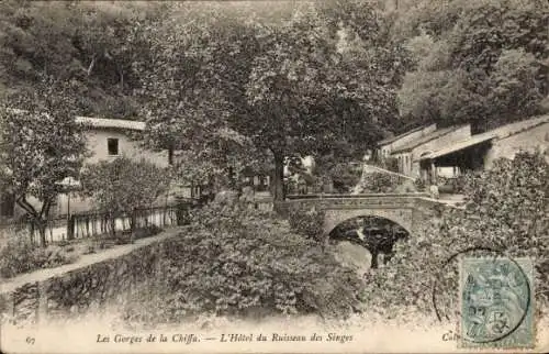 Ak Gorges de la Chiffa Algerien, Hôtel du Ruisseau des Singes