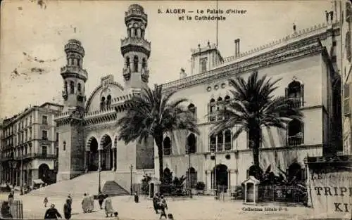 Ak Algier Alger Algerien, Winterpalais und Kathedrale