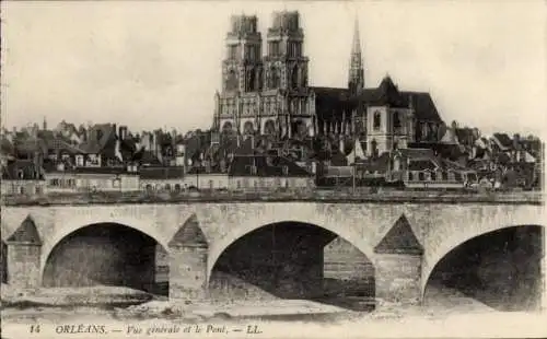 Ak Orléans Loiret, Gesamtansicht, Brücke