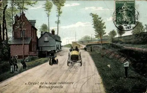 Ak Bellangreville Seine Maritime, Circuit de la Seine Inferieure, Auto