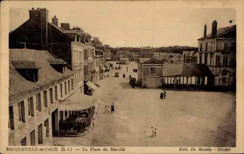 Ak Bacqueville en Caux Seine Maritime, Place du Marché