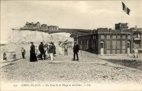 Ak Criel-sur-Mer Seine Maritime, eine Ecke des Strandes und des Casinos