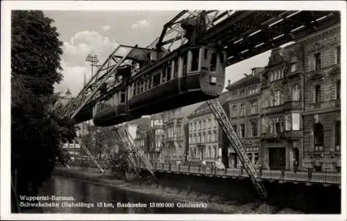 Ak Barmen Wuppertal, Schwebebahn, Häuser