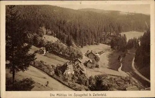 Ak Clausthal Zellerfeld im Oberharz, Spiegeltal, Mühlen