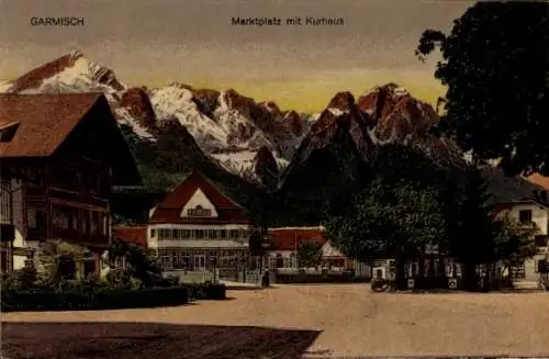 Ak Garmisch Partenkirchen in Oberbayern, Marktplatz, Kurhaus