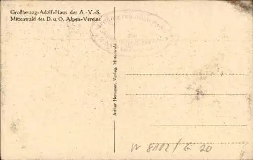 Ak Mittenwald in Oberbayern, Großherzog Adolf Haus der A.V.S.