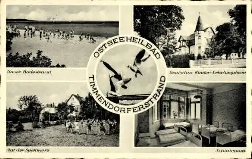 Ak Ostseebad Timmendorfer Strand, Badestrand, Deutsches Kinder-Erholungsheim, Spielwiese, Schlafraum