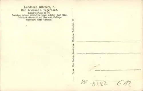 Ak Bad Wiessee in Oberbayern, Landhaus Albrecht