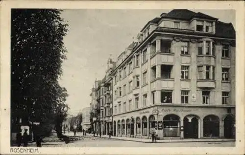 Ak Rosenheim im Alpenvorland Oberbayern, Cafe Rathaus, Straßenansicht