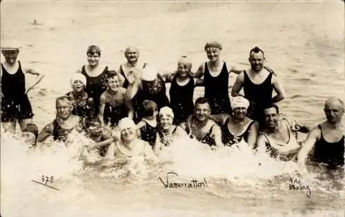 Foto Ak Ostseebad Göhren auf Rügen, Badegäste im Wasser, Gruppenbild 1928
