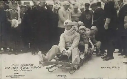 Ak Kronprinz Wilhelm von Preußen und Prinz August Wilhelm beim Wintersport