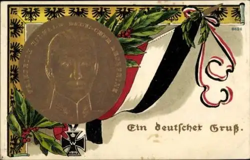Präge Litho Kronprinz Wilhelm von Preußen, Ein deutscher Gruß, Eiserrnes Kreuz