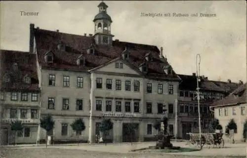 Ak Themar Thüringen, Marktplatz, Rathaus, Brunnen