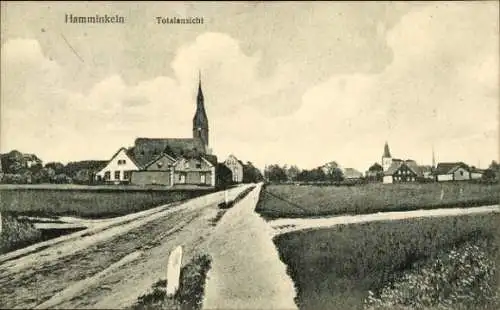 Ak Hamminkeln Niederrhein, Straßenpartie, Kirche, Feld