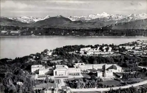 Ak Genève Genf Schweiz, Le Palais des Nations Unies, Mont Blanc