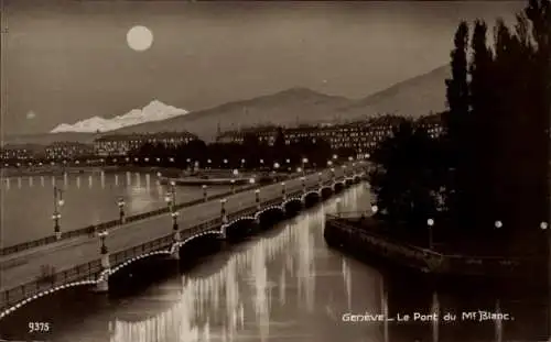 Ak Genève Genf Schweiz, Le Pont du Mont Blanc, Mond