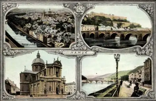Passepartout Ak Namur Wallonien, Die Kathedrale, Pont de Jambes, Zitadelle, Promenade