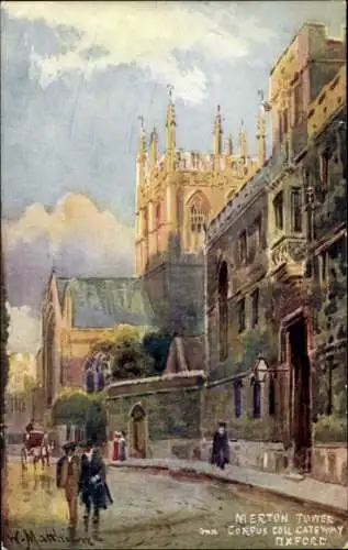 Ak Oxford Oxfordshire England, Merton-Tower, Corpus-Coil-Gateway