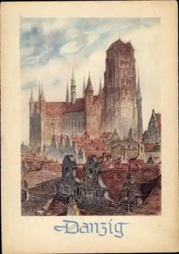 Künstler Ak Gdańsk Danzig, Marienkirche