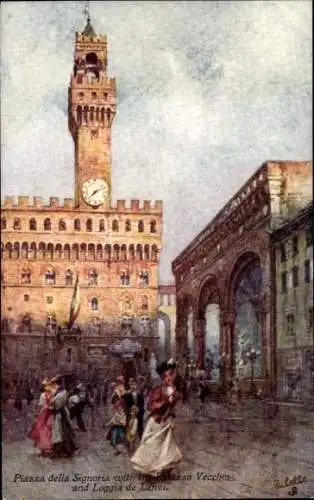 Ak Florenz Toskana, Piazza della Signoria mit dem Palazzo Vecchio