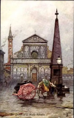 Ak Florenz Toskana, Die Kirche S. Maria Novella, Obelisk