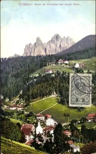 Ak Südtirol Italien, Villnösstal, Sankt Peter, Gesamtansicht
