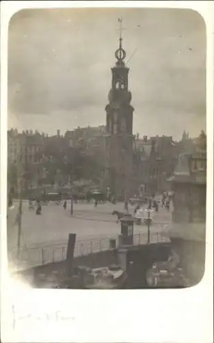 Foto Ak Amsterdam Nordholland Niederlande, Platz, Turm