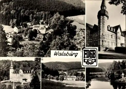 Ak Walsburg Eßbach im Saale Orla Kreis, FDGB Ferienheim Marx Engels, Fachwerkhaus