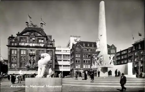 Ak Amsterdam Nordholland Niederlande, Nationaldenkmal, Löwe