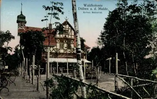 Ak Bad Düben an der Mulde Sachsen, Waldkolonie, Kurhaus Waldschloss