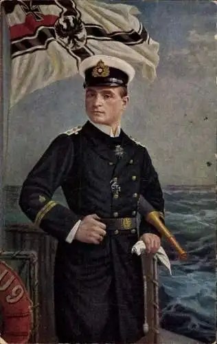 Künstler Ak Fischer, A.,  Kapitänleutnant Otto Weddigen, Portrait in Uniform