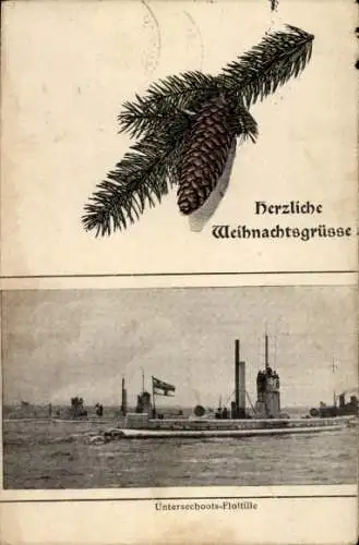 Ak Deutsche Kriegsschiffe, Unterseeboots-Flottille, Glückwunsch Weihnachten, SMS König