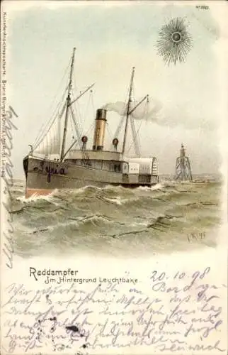 Litho Raddampfer Syria, Leuchtbake