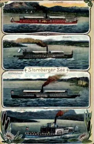 Ak Starnberger See, Salondampfer, Luitpold, Bavaria, Wittelsbach, Ludwig
