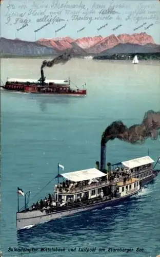 Ak Salondampfer Wittelsbach und Luitpold am Starnberger See