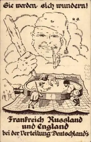 Ak Frankreich, Russland und England bei der Verteidigung Deutschlands, Luppe, Landkarte