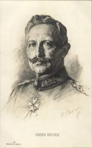 Künstler Ak Kaiser Wilhelm II., Portrait, Orden