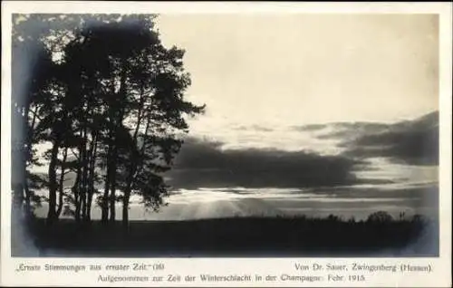 Set von 17 Ak, Ernste Stimmungen aus unserer Zeit, Dr. Sauer, Zwingenberg