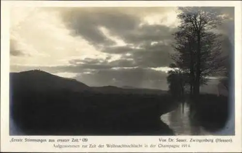 Set von 17 Ak, Ernste Stimmungen aus unserer Zeit, Dr. Sauer, Zwingenberg