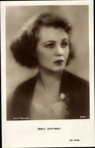 Ak Schauspielerin Mary Johnson, Portrait