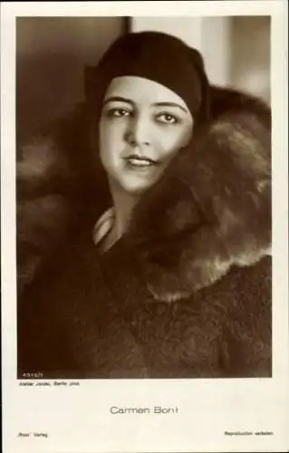 Ak Schauspielerin Carmen Boni, Portrait