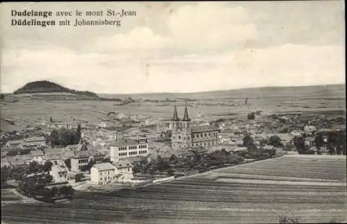 Ak Dudelange Düdelingen Luxemburg, Panorama, Kirche, Johannisberg