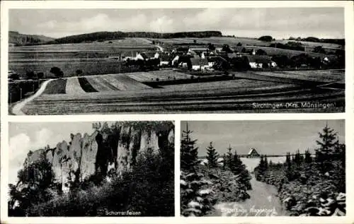 Ak Sirchingen Bad Urach in der Schwäbischen Alb, Panorama, Schorrenfelsen, Skigelände Blasenberg