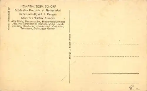 Ak Schorf Hansestadt Bremen, Heimatmuseum, Konzert- und Gartenlokal, Abend, Autos, Besucher