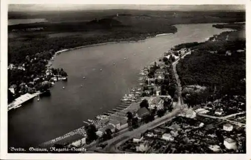 Ak Berlin Köpenick Grünau, Regattastrecke, Fliegeraufnahme