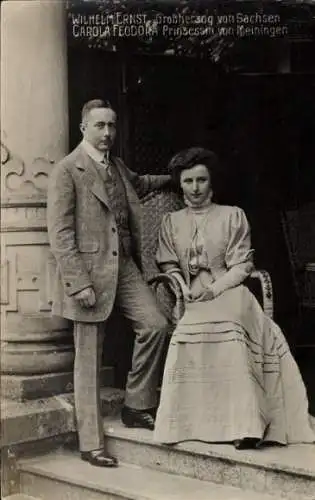Foto Ak Wilhelm Ernst Großherzog von Sachsen Weimar Eisenach, Carola Feodora von Meiningen