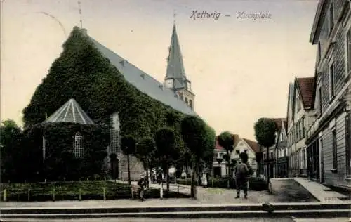 Ak Kettwig Essen im Ruhrgebiet, Kirchplatz, Kirche