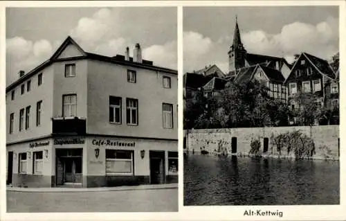 Ak Kettwig Essen im Ruhrgebiet, Altstadt, Kirche, Café Gaststätte, Hauptstraße 1