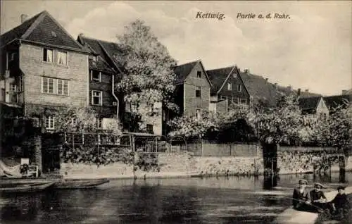 Ak Kettwig Essen im Ruhrgebiet, Teilansicht, Häuser an der Ruhr