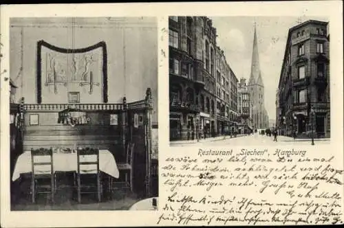Ak Hamburg, Restaurant Siechen, innen und außen